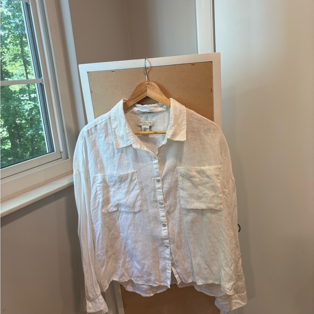 Lightweight White Linen Button-Up Shirt